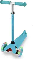 Patinete Azul c Rodas de LED Infantil Altura Ajustável 3 Rodas