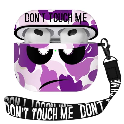 Image of for Airpods 3 Case 2021, Don't Touch Me for Airpods Cover with Keychain /Lanyard Soft Cute Shockproof Cover for Women Men Compatible with for Airpods 3 Charging Case,Purple