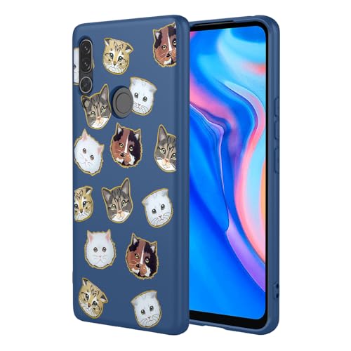 HTXWXJC Phone Case for Huawei Y9 Prime 2019 Case, Huawei P Smart Z Case, Honor 9X STK-LX1 Case Shockproof Flexible Bumper TPU Soft Case Cat Pattern Phone Cover for Huawei Y9 Prime (2019) Blue Cat