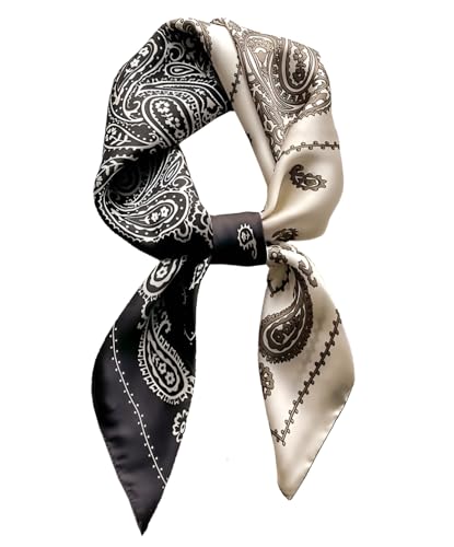 Hworto Paisley Pattern Silk Satin Neck Scarf Head Hair Bandanas Scarves For Women Lightweight Soft Wrap Top Fashion Accessories Gift