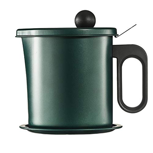 KFUVW Bacon Grease Container with Strainer-1.7L Oil Pot with Fine Mesh Strainer, Stainless Steel Grease Strainer, for Cooking Oil, Frying Oil Container (Green)