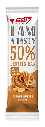 GOT7 50% Protein Bar 60g - Protein Riegel ohne Zuckerzusatz - Low Sugar Eiweißriegel - Fitness Riegel - Geschmack"Peanut Butter Crispy" - 10er Pack (10 x 60g)