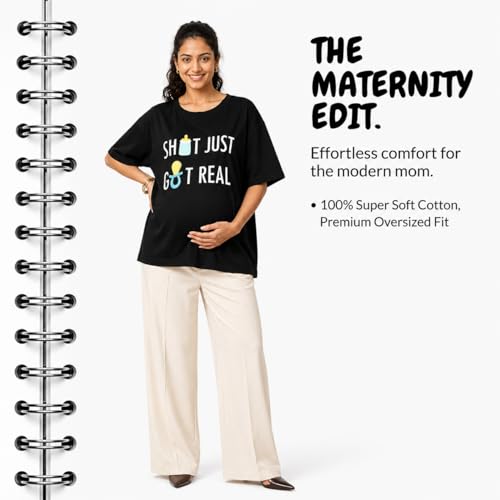Image of The Mom Store Mom T-Shirt | Cotton | Pre and Post Pregnancy | Quirky Statements | Comfortable | Oversized