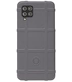 telephone samsung s10 sans abonnement  Rugged Shield Caoutchouc Bumper Case Housse Coque pour Téléphone Compatible avec Samsung Galaxy A12 - Gris