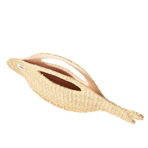 Bolso cruzado de ratán tejido forma pez beige miniatura 5