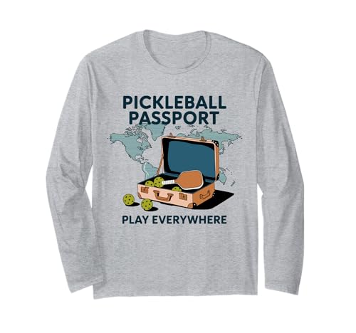 Pickleball Passport Play Everywhere Diseño de viaje para Manga Larga