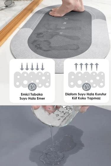 Sihirli Su Emici Banyo Paspası Kaymaz Tabanlı Abdest Paspası