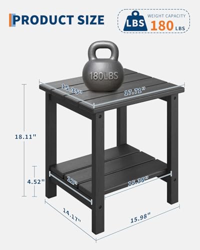 Table d'appoint extérieure en HDPE Garvee, table basse de jardin double plateau - 4