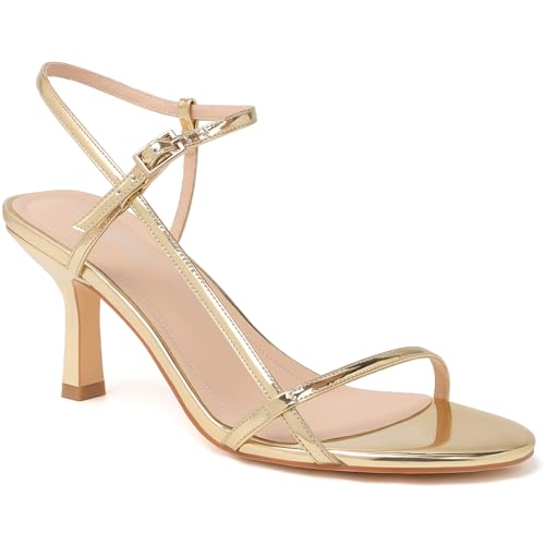 Mostrin Heels for Women Strappy Sandals Square Open Toe High Heel Sandals Ankle Strap Stiletto Heels for Party Wedding