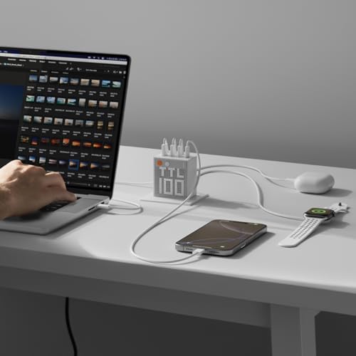 Pixel 100 Caricatore per Laptop, Caricatore GaN da 100W con Display Smart Pixel, Ricarica Rapida a 4 Porte USB-C/USB-A, Alimentatore Multiporta per MacBook Air, Galaxy S25/S24, iPhone 16 - Gadget - Immagine 5