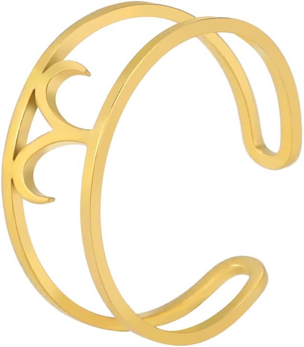 Unisex Stainless Steel 7.8mm Simple Delicate 12 Constellation Zodiac Symbols Open Adjustable Ring Wedding Band