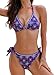 CUPSHE Women's Bikini Sets Triangle Top Halter Neck Adjustable Self Tied Straps Low Rise Side Bow Two Pieces Swimsuit Purple/White Floral M