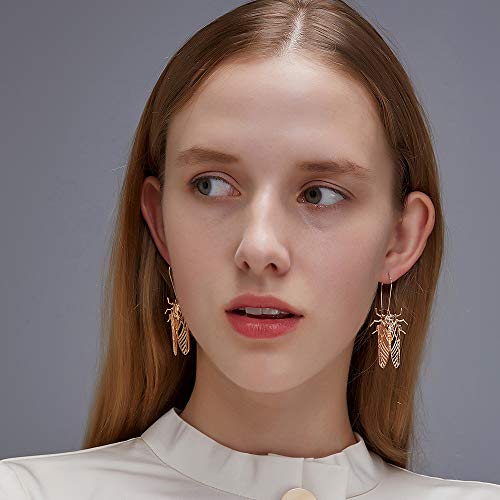 MXUHUI Vintage Big Bug Cicada Insect Pendant Earrings on Kidney Wire Hoops Dangle Earrings Retro Animal Jewlery3
