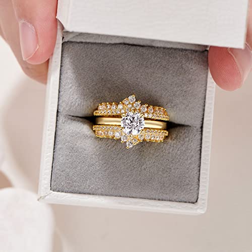 Newshe Jewellery 5A Cz Wedding Rings for Women Engagement Ring Enhancer Band Bridal Set Sterling Silver 1.8Ct Cz Size 4-134