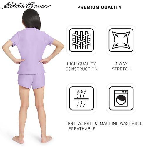 Image of Eddie Bauer Girls' Swim UPF 50+ Short Sleeve Sun Tee Rash Guard Shirt