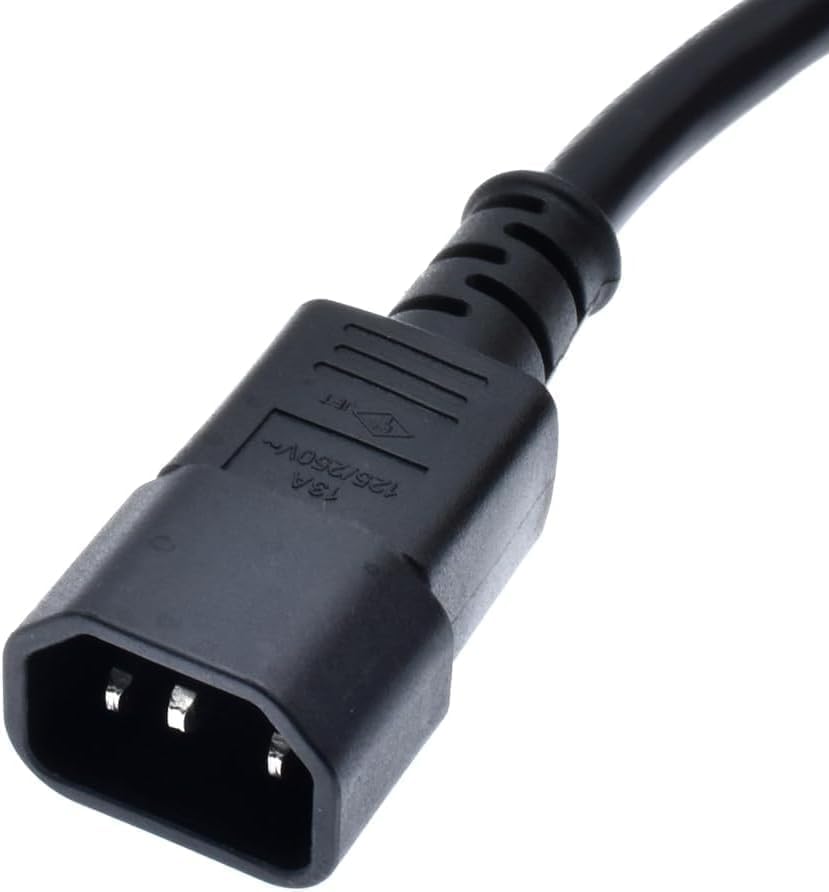 Image of Toptekits C14 to 5-15R Power Cord Plug, IEC320 C14 to US 3 Prong NEMA 5-15R Female Socket Power Cable, PDU /UPS Standard Computer Power Cord Replacement, 18AWG,2ft /60cm