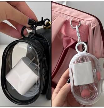 Siyah Mini Çanta Kulaklık Anahtarlık Kılıf Bozuk Para Şarj Cihazı Cüzdanı Kablo Organizer - Görsel 5