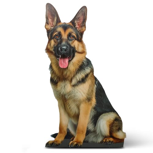 Image of Geelin 4 ft German Shepherd Cardboard Standup Cutout Life Size Dog Animal Stand up Photo Booths Prop Stand-up for Pets Animal Themed Birthday Party Decoration Supplies