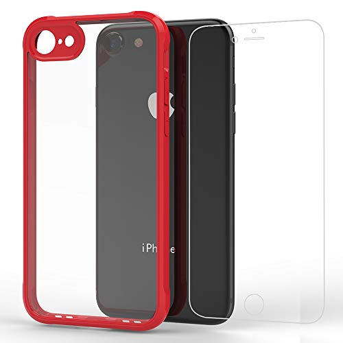 KIPONE Phone Cases For iPhone 7/8 Case For iPhone 7Plus/8Plus Case Shock-Absorption Bumper Cover Anti-Scratch Toughened Glass Screen Protector Universal Waterproof IP7/8-02-03