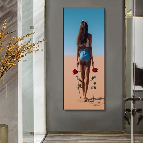 Cristal Painting 5D DIY motif poétique fille et fleurs grand canevas relaxation créative