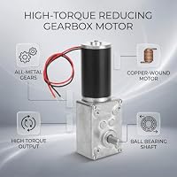 Fafeicy 12V 400RPM Elektrischer Schneckengetriebemotor mit hoher Torsion, umschaltbarer 8mm Welle, Kugellager und Metallgetriebe, 31 mm Kupferrohrmotor – Ansicht 3