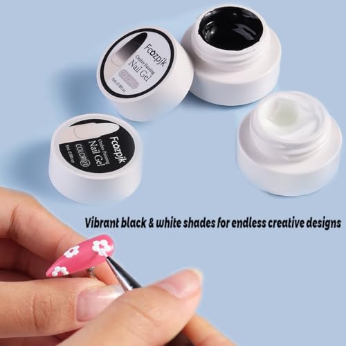 Gel Paint para Uñas, Pack 2 Gel Negro y Blanco miniatura 5