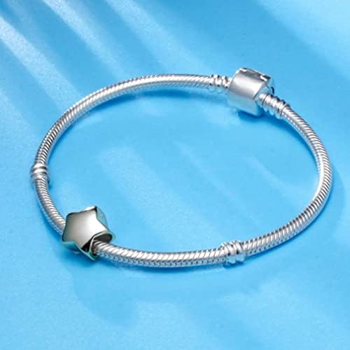 CHAWIN Jewelry Heart Charm, Star Charm 925 Sterling Silver Beads Fit Pandora Style Bracelets, Love Firmly Dangle, Dangling Pendant for Necklace and European Snake Chain, Birthday Charm Gifts