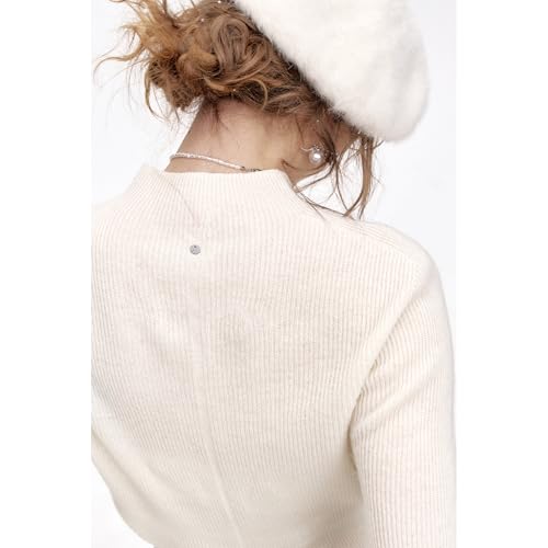100% Wool Womens Basic Sweater Pullover Stretchy Knit Top Mock Neck Slim Fit4