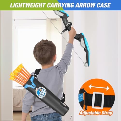 HYES 2 Pack Bow and Arrow for Kids, LED Light Up Archery Set with 24 Suction Cup Arrows, 1 Standing Target, 6 Score Targets & 2 Quivers, Indoor Outdoor Sport Gifts for Boys Girls Ages 4-12 — view 4