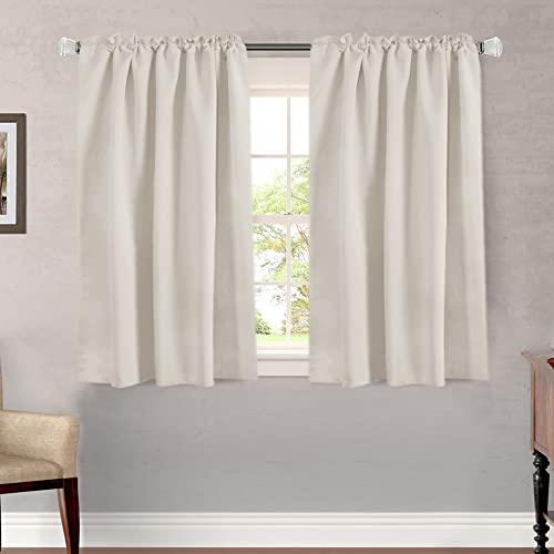 Image of H.VERSAILTEX Light Reducing Curtains Thermal Insulated Window Treatment Panels Room Darkening Privacy Assured Drapes for Living Room Back Tab /Rod Pocket Bedroom Drapes 2 Panels, Ivory - 52 x 45 Inch