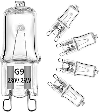 25W G9 Halogen Oven Bulbs 230V 300 Microwave / Oven Rated Light Bulbs ,Pack of 5