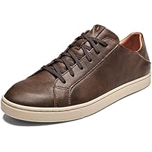 OLUKAI Kahu Pahaha Mens Leather Sneakers, Supple Full-Grain Leather Shoes, Drop-In Heel & All Weather Rubber Soles