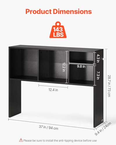 VEVOR Schreibtisch Bücherregal 1-stufiger Organizer (94 x 24 x 73 cm) Tischregale Schreibtisch Organizer Ausstellungsregal aus Spanplatten mit rutschfesten Füßen, für Büro Wohnheim, Schwarz