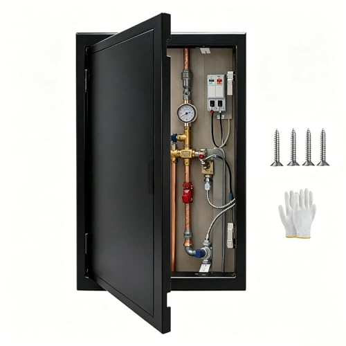Image of Flush Inspection Hatch for Drywall, Ceiling & Wall – Removable Access Panel Opening Flap Cover, Fuse Box Cover, Conceals Wires & Pipes – Flush Fit Easy-Install Access Door(Black,250x300mm)