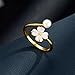 Kokoma Flower Pearl Ring for Women Cubic Zirconia Clover Four Leaf Open Statement Ring Crystal Floral Promise Engagement Rings Fashion Jewelry