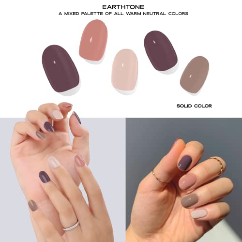 Adora Couture Semi Cured Gel Nail Strips with 20 Pieces, Salon Quality Wraps for Women, UV Gel Stickers, UV Light Required, Earth Tone