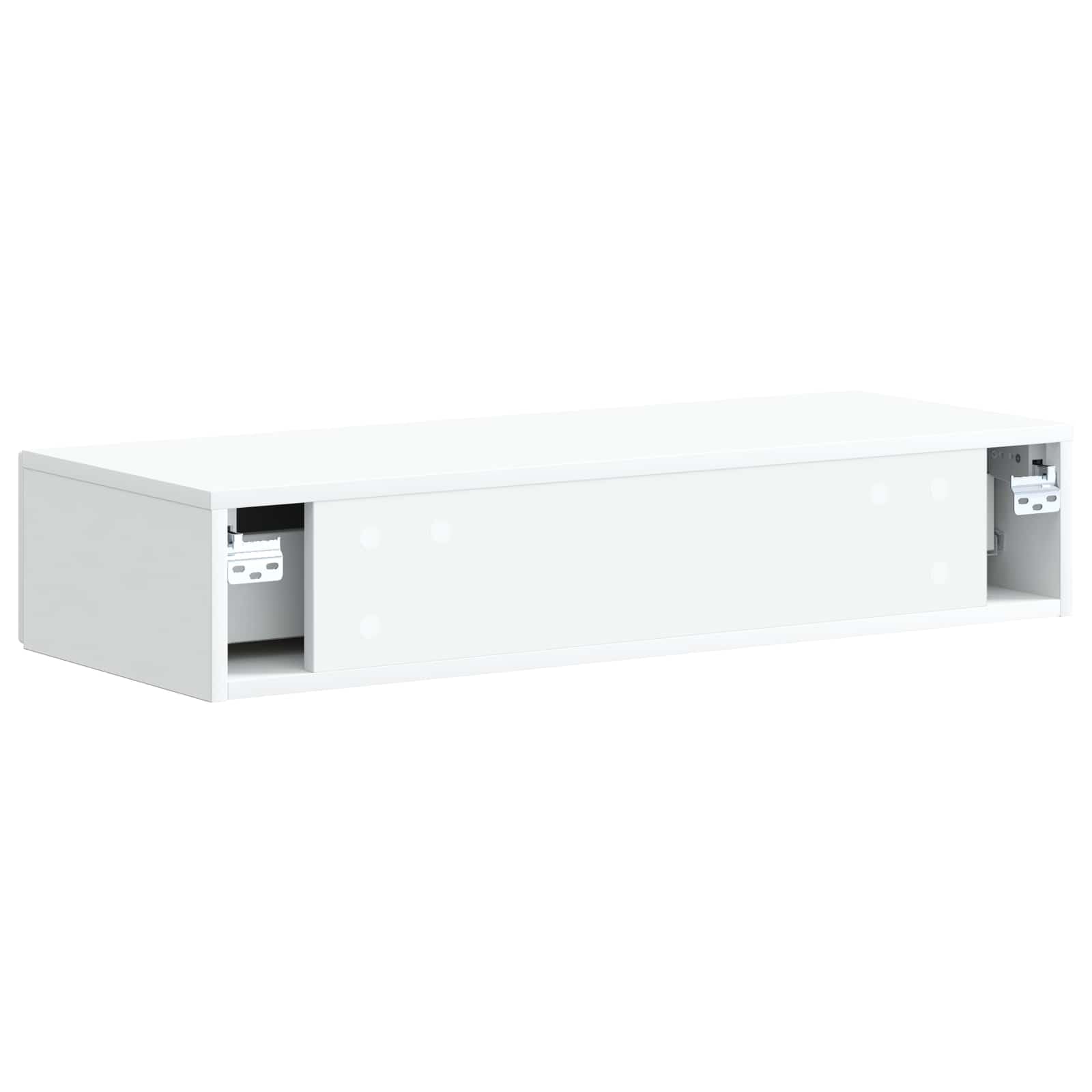 Tavolino da parete in legno bianco, 87,5 x 34,5 x 17 cm, con cassetto, per soggiorno, ufficio, corridoio, versatile, organizer multiuso
