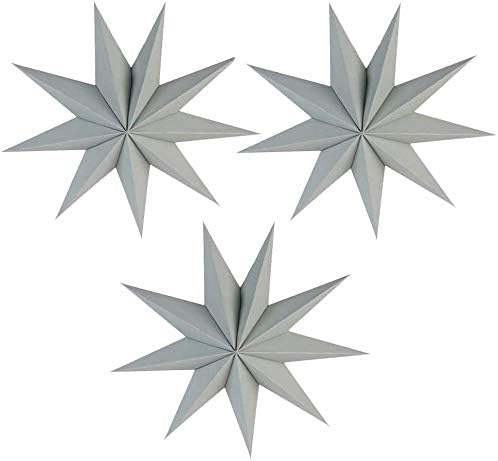 3 Pieces 9-Pointed White Paper Star Christmas Decorations Ceiling Tree Decorations Room Hanging Hanging Lampshade Christmas Holiday