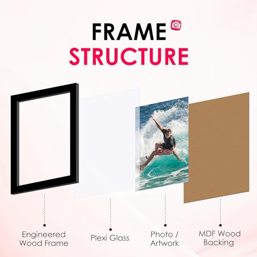 Image of FIXSMITH 4x6 Picture Frame Set of 4, 4x6 Photo Frames with HD Plexiglass for Wall Hanging or Tabletop Display, Black