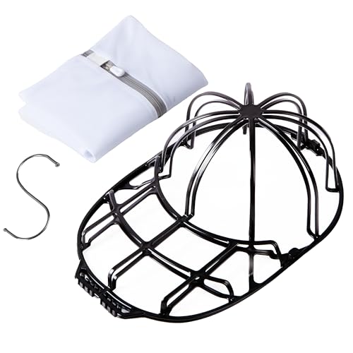Sunrise Six Essentials Baseball Hat Washer Cage - Base Ball Cap Washing Cage to Keep Your Hats Looking Good - Baseball Hat Cleaner with S Hook and Zipper Mesh Bag Included