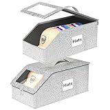 Cigorea Hat Organzier for Baseball Caps - 2 PCS Stackable Hat Storage Holder Holds up to 26 Caps for Closet, Dust-Proof Hat Boxes Container with Clear Window for Home