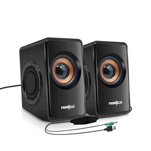 FRONTECH 2.0 USB Powered Multimedia Speakers | 2 x 2.5W Drivers (5 cm) | 3.5mm Jack Connectivity | for Laptop, PC, TV, Mobile | 1 Year Warranty (SPK-0