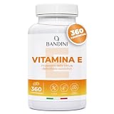 Bandini® Vitamina E 360 Compresse - Vitamina E 100% pura - Massimo dosaggio - Integratore alimentare di Vit E (tocoferolo puro) - Stress ossidativo, Capelli e Vista - Alternativa a softgels e capsule