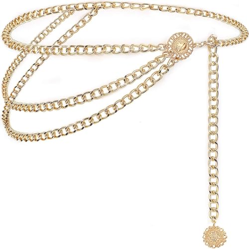Lot De 2 Ceintures Dorées Femme - Chaîne De Taille Et Chaîne De Ventre Réglable Pour Robes, Jeans Et Maillots