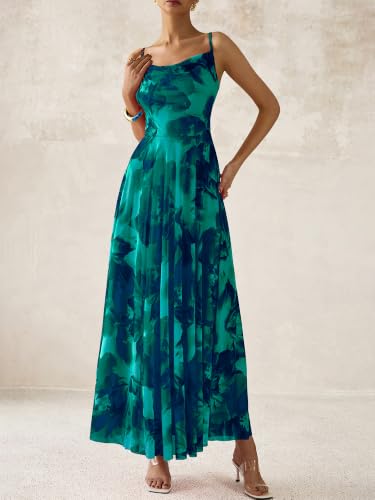 Image of BTFBM Women Summer Maxi Dresses Elegant Wedding Guest Dress | Cowl Neck,Spaghetti Strap,Mesh,Floral,A-Line,Flowy,Party,Cocktail,Homecoming,Graduation,Sundress,Prom,Beach Long Dresses