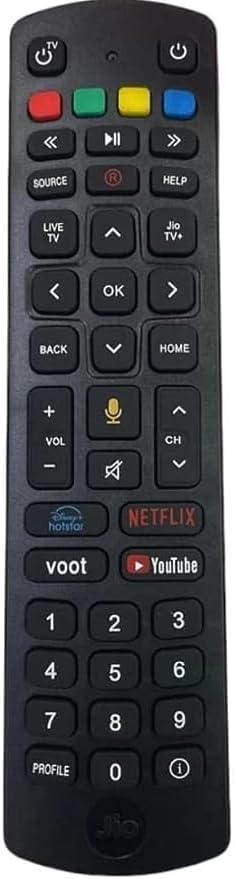 Remote Control Compatible for Jiofiber|Durable & Voice Function|Only Work in Jio Fiber Remote Not with Jio Setup Box Remote.to Pair Press Ok & Mute Button Both for 5-10 Sec-Black