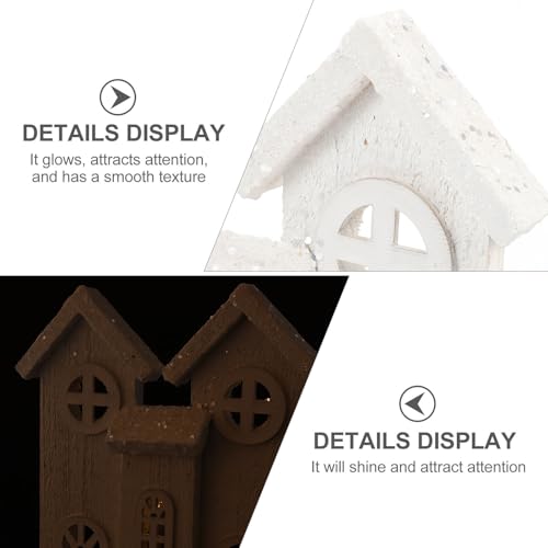 Decoración navideña interior y jardín: casa pequeña de madera con efecto de nieve 8