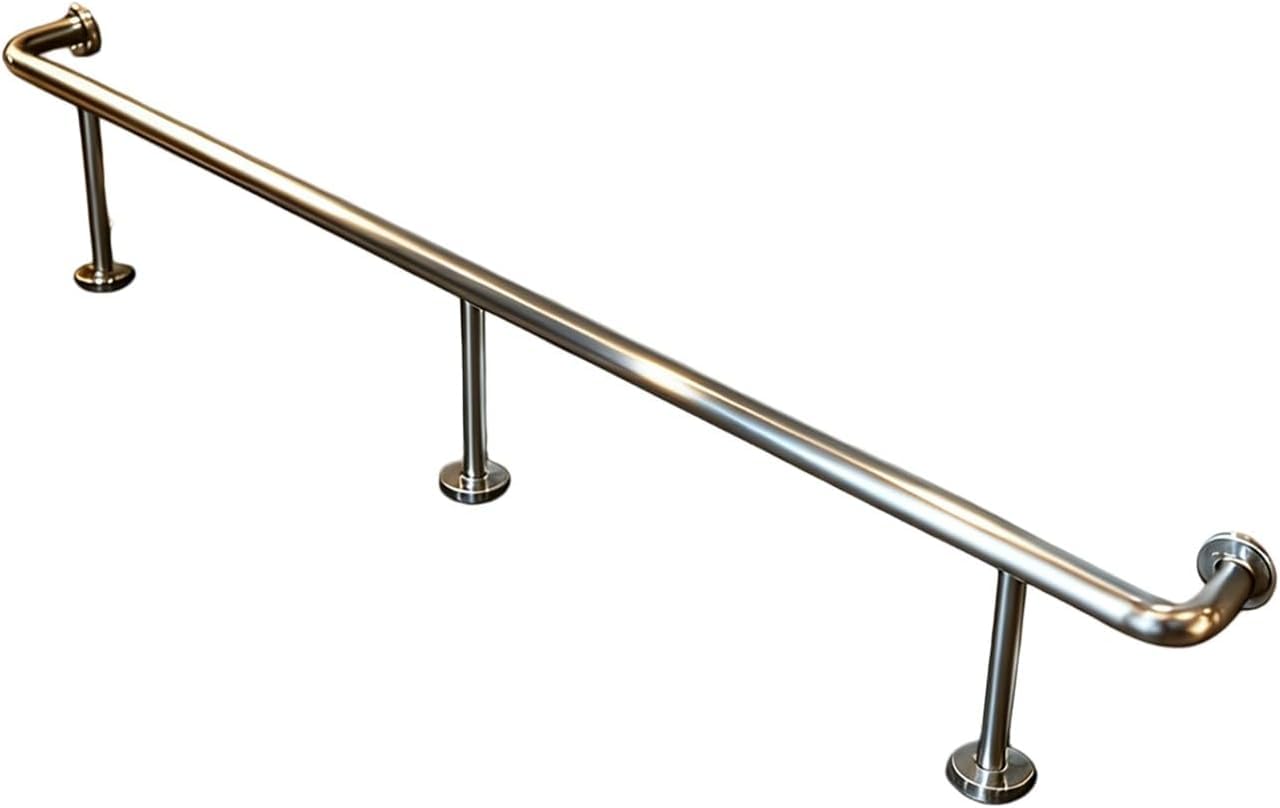 HGOuhK Bar Foot Rail Kit Heavy Duty Bar Foot Rail Kit for Indoor Wall Mounted Rest for Restaurant Kitchen Cafe Library Counter(Silver,3.5M/11.48FT)