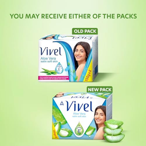 Image of Vivel Aloe Vera Bathing Soap with Vitamin E for Soft Glowing skin, 1200g (150g - Pack of 8), Soap for Women & Men, For All Skin Types