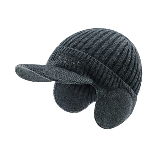 SEYUFN Gorra Hombre Invierno Cálido Punto Adulto Visere Gorro Polar Les Jeunes Oreille Rabat Sombrero Hombre Regalo Cumpleaños al Aire Libre Esquí Moto Senderismo Bicicleta, gris oscuro, Talla única Cover